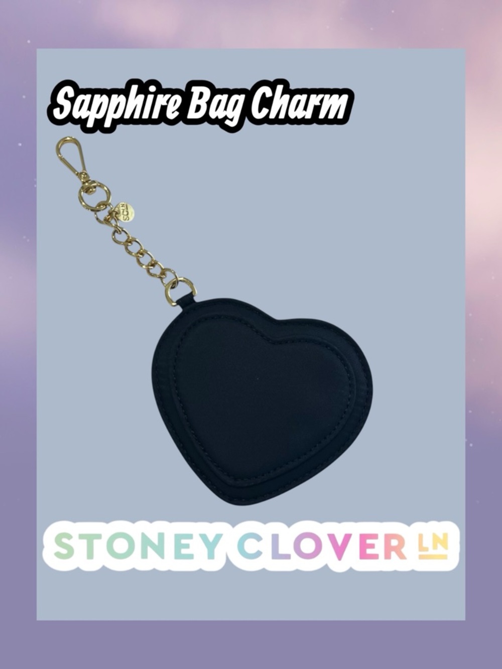 NWT - Stony Clover Lane Heart Bag Charm in Sapphire Blue